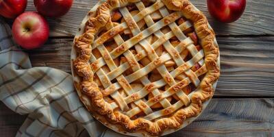 Rustic gluten-free apple pie with almond flour crust, spiced apples, and lattice top, picture photo