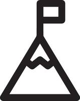 A black and white image of a mountain with a flag vector