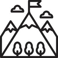 A mountain with a flag on top and trees in the background vector