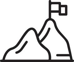A mountain with a flag on top of it vector