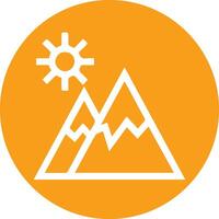 A mountain with sun and snow icon vector