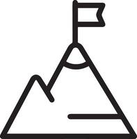 A mountain with a flag on top of it vector