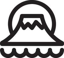 A black and white icon of a mountain with waves vector