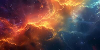 Vibrant nebula with swirling clouds of gas and dust in deep space, photography photo