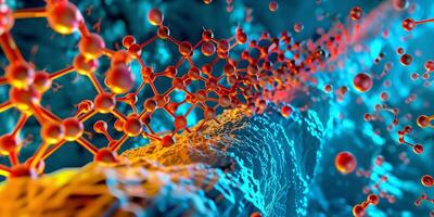 Electron microscope image of a nanomaterial showing arrangement of atoms at a scale of a few nanometers, photography photo