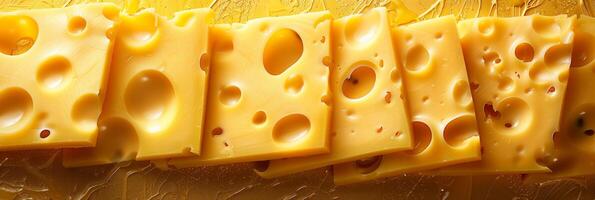 Border of cheese pieces on a bright matte background with space for text, picture photo