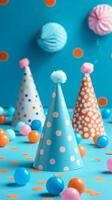 Clean birthday party objects on plain backgrounds, with copy space, photography photo