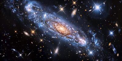 Hubble Space Telescope orbiting Earth, capturing deep space, picture photo