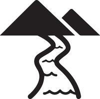 A black and white image of a mountain with water flowing through it vector