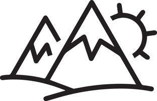 A black and white image of mountains and sun vector