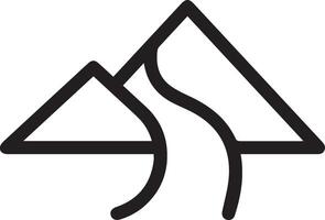 A black and white logo of a mountain with a river flowing through it vector