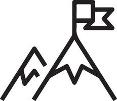 A mountain with a flag on top of it vector