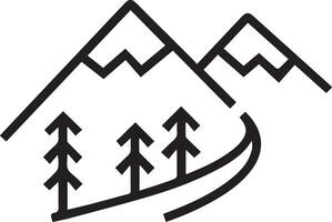 A mountain and trees with arrows vector