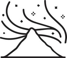 A black and white illustration of a mountain with stars vector