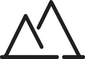 A mountain icon with a line drawn on it vector