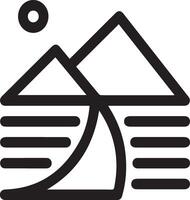 A black and white image of a mountain with a rice field vector