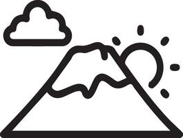 A mountain with clouds and sun in the background vector