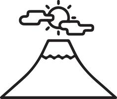 A mountain with clouds and sun on top vector