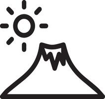 A black and white image of a mountain with a sun vector