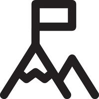 A black and white logo of a mountain with a flag vector
