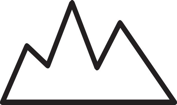 A mountain icon with a peak in the middle vector