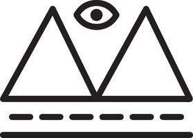 A black and white image of a mountain with a triangle and an eye vector
