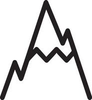 A mountain icon with a line drawn on it vector