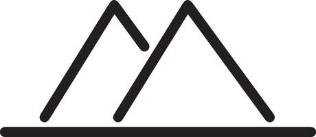 A mountain icon with a black line vector