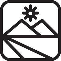 A black and white image of a mountain and sun vector