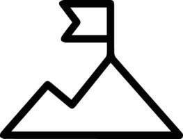 A black and white image of a mountain with a flag on top vector