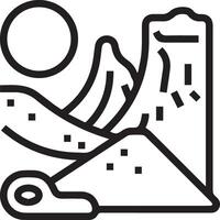 A black and white line drawing of a mountain vector
