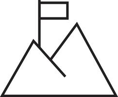 A black and white mountain with a flag on top vector