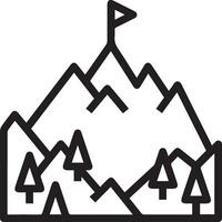 A mountain with a flag on top and trees in the background vector