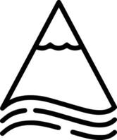 A black and white image of a mountain with waves vector