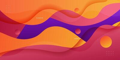 Modern bright orange, pink and purple geometric business banner design. Creative banner design with wave shape as template. Simple horizontal banner. Eps10 vector