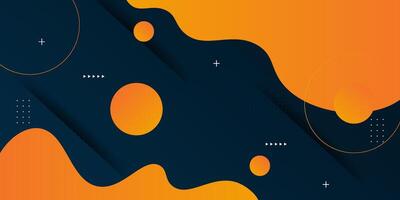 Modern dark blue orange geometric business banner design. Creative banner design with wave shape and line as template. Simple horizontal banner. Eps10 vector
