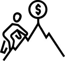 A man climbing a mountain with a dollar sign vector