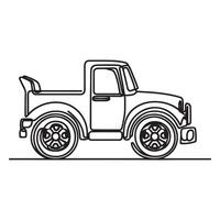 One continuous single hand drawing black line art doodle of toy car vector