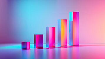 A colorful bar graph with a rainbow background photo