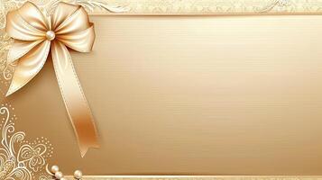Golden background with a ribbon and bow photo