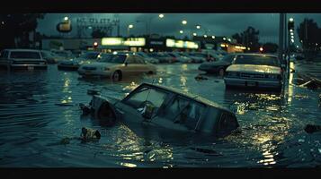 A car is submerged in water photo