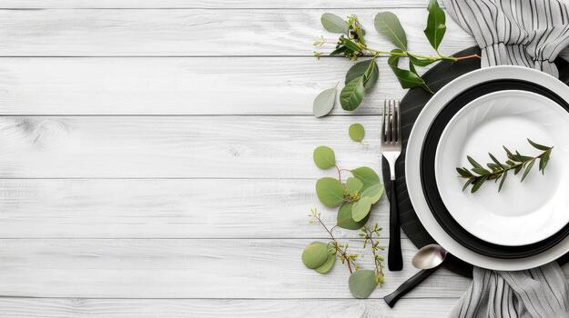 A table setting with a plate, fork and knife photo