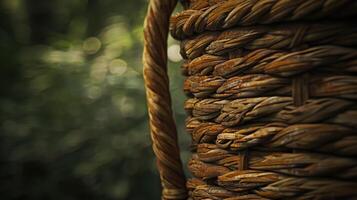 A basket with a rope tied to it photo
