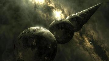 A group of three spheres in space photo