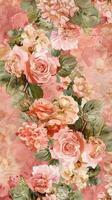 A painting of pink roses on a pink background photo