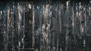 A black wooden wall with peeling paint photo