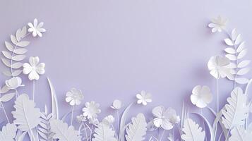 Paper cut flowers on a purple background photo