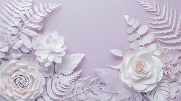 Paper flowers on a purple background photo