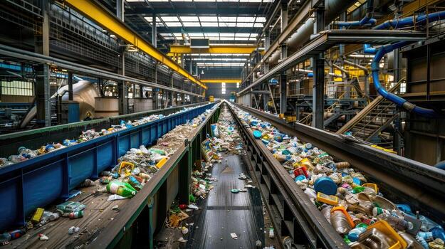 A factory with many plastic bottles and other items photo