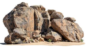 Large rocks in the desert with a white background photo